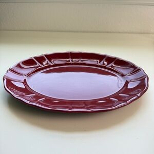 JCPenney Home Ashley Collection Serving Platter 12” Red Burgundy Ruffle Edge